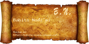 Babits Noémi névjegykártya