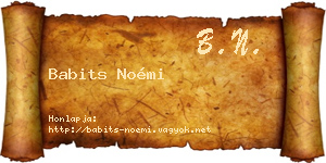 Babits Noémi névjegykártya